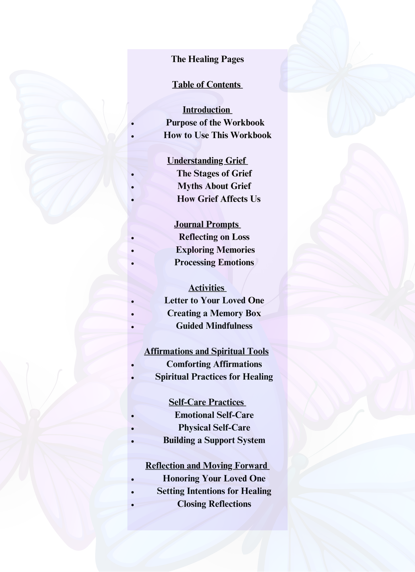 THE HEALING PAGES WORKBOOK